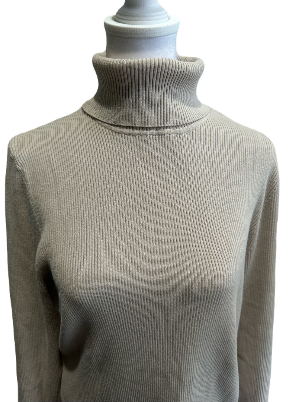 CHICOS Ribbed Turtleneck in Cool Beige - Picture 2 of 4